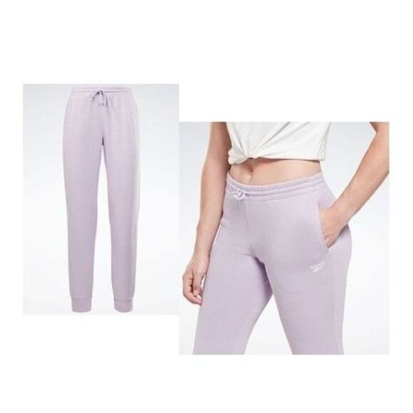 Reebok Identity Women’s Slim Fit French Terry Pants, Purple Oasis - Picture 1 of 12